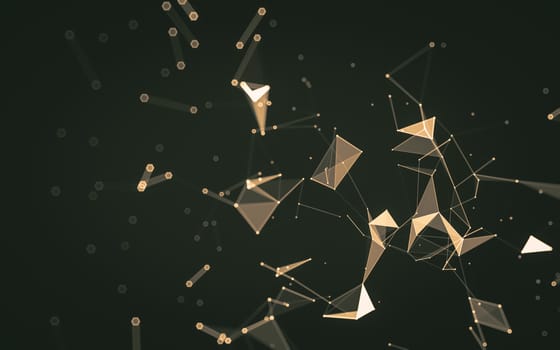 Abstract polygonal space low poly dark background with connecting dots and lines. Connection structure. 3d rendering