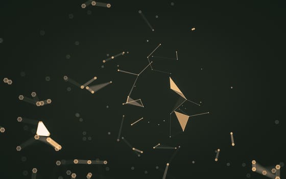 Abstract polygonal space low poly dark background with connecting dots and lines. Connection structure. 3d rendering