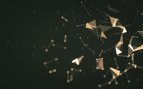 Abstract polygonal space low poly dark background with connecting dots and lines. Connection structure. 3d rendering