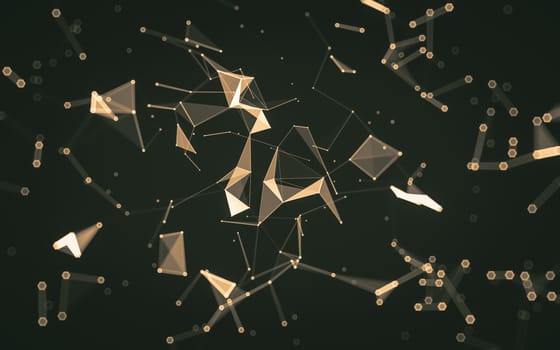 Abstract polygonal space low poly dark background with connecting dots and lines. Connection structure. 3d rendering