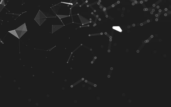 Abstract polygonal space low poly dark background with connecting dots and lines. Connection structure. 3d rendering