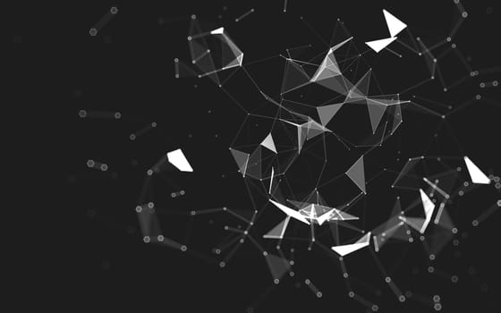 Abstract polygonal space low poly dark background with connecting dots and lines. Connection structure. 3d rendering