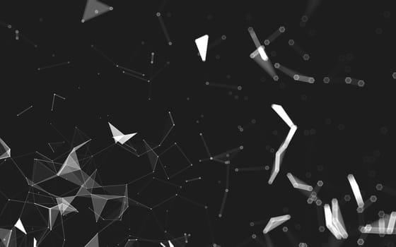 Abstract polygonal space low poly dark background with connecting dots and lines. Connection structure. 3d rendering