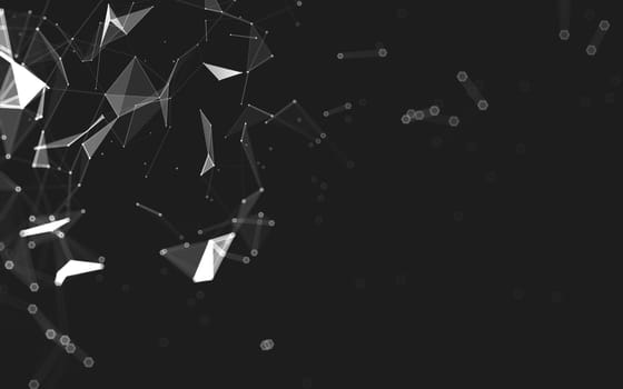 Abstract polygonal space low poly dark background with connecting dots and lines. Connection structure. 3d rendering