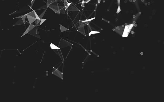 Abstract polygonal space low poly dark background with connecting dots and lines. Connection structure. 3d rendering