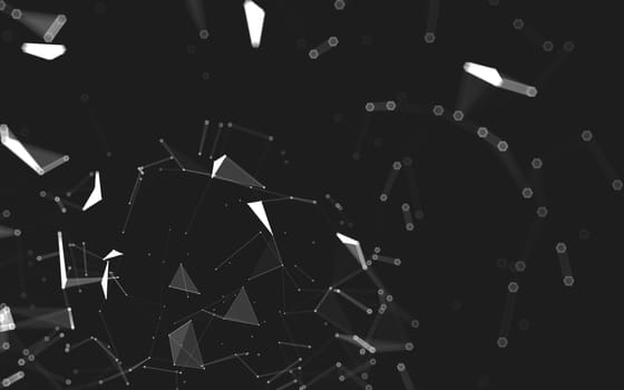 Abstract polygonal space low poly dark background with connecting dots and lines. Connection structure. 3d rendering