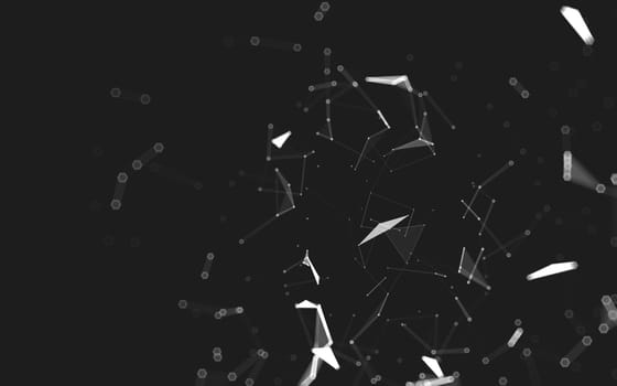 Abstract polygonal space low poly dark background with connecting dots and lines. Connection structure. 3d rendering