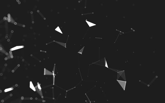 Abstract polygonal space low poly dark background with connecting dots and lines. Connection structure. 3d rendering