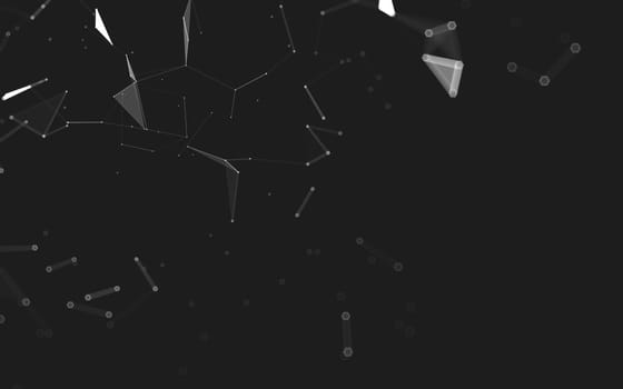 Abstract polygonal space low poly dark background with connecting dots and lines. Connection structure. 3d rendering