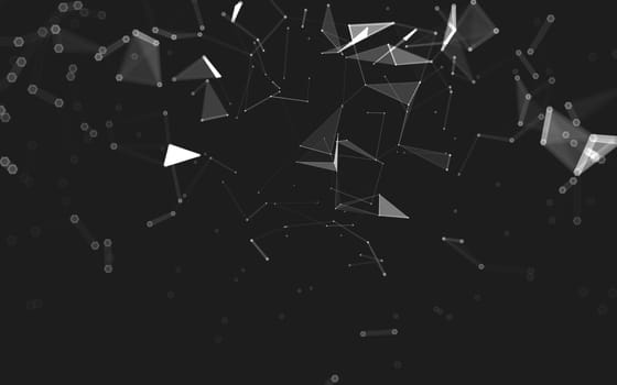 Abstract polygonal space low poly dark background with connecting dots and lines. Connection structure. 3d rendering