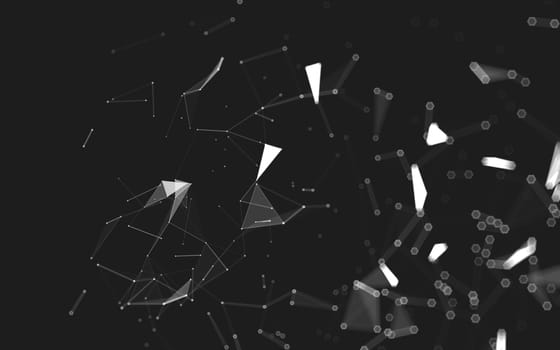 Abstract polygonal space low poly dark background with connecting dots and lines. Connection structure. 3d rendering