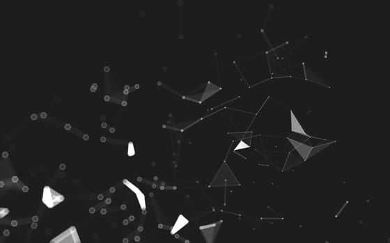 Abstract polygonal space low poly dark background with connecting dots and lines. Connection structure. 3d rendering