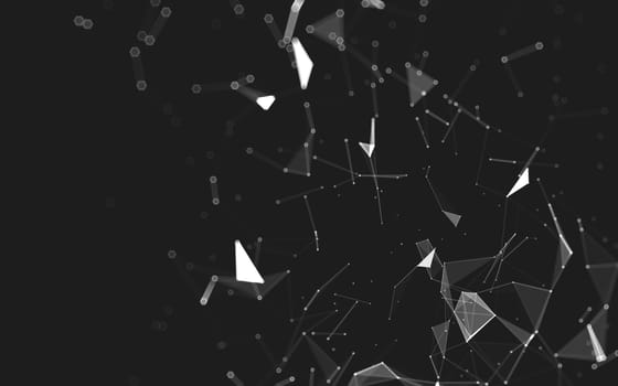 Abstract polygonal space low poly dark background with connecting dots and lines. Connection structure. 3d rendering