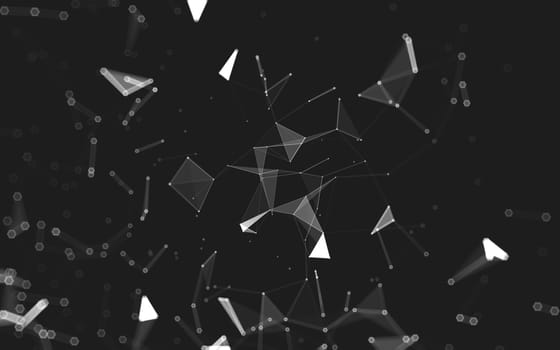 Abstract polygonal space low poly dark background with connecting dots and lines. Connection structure. 3d rendering