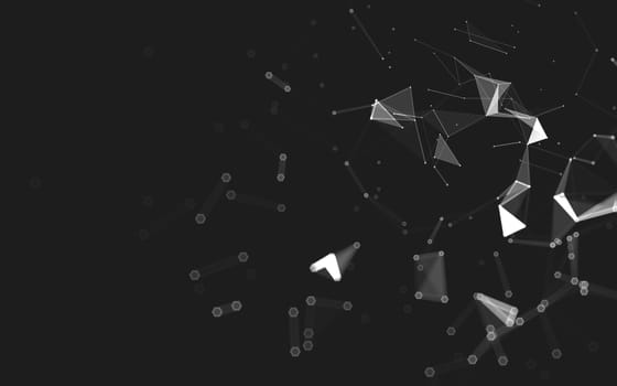 Abstract polygonal space low poly dark background with connecting dots and lines. Connection structure. 3d rendering