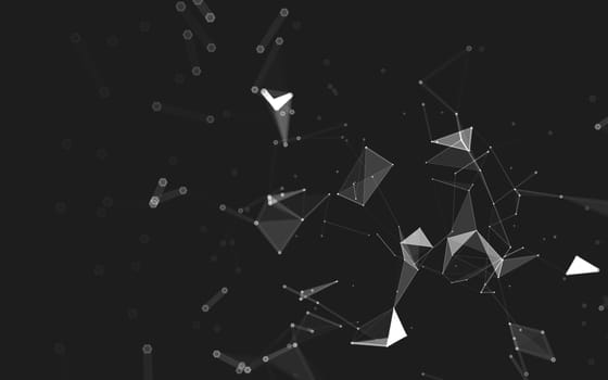 Abstract polygonal space low poly dark background with connecting dots and lines. Connection structure. 3d rendering