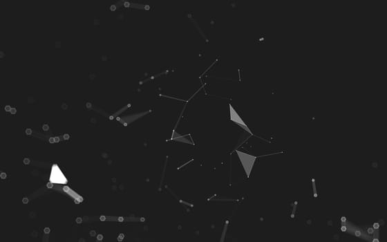 Abstract polygonal space low poly dark background with connecting dots and lines. Connection structure. 3d rendering