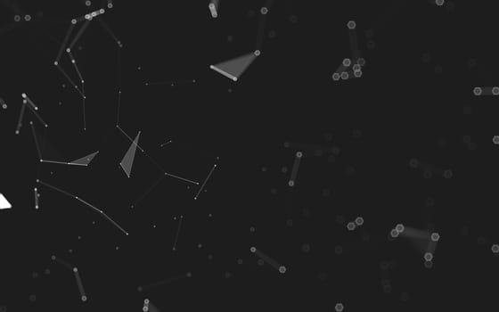 Abstract polygonal space low poly dark background with connecting dots and lines. Connection structure. 3d rendering