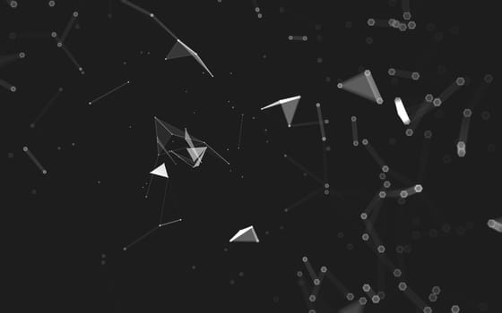 Abstract polygonal space low poly dark background with connecting dots and lines. Connection structure. 3d rendering