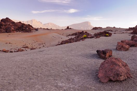 Area looking like Mars landscape nearby Teide volcano in Tenerife, Canary Islands