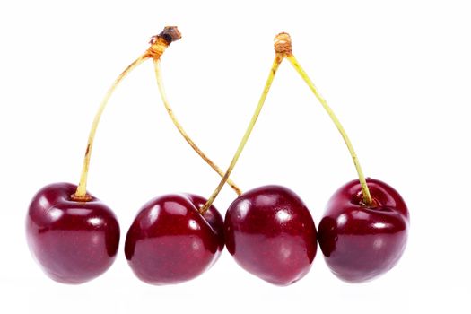 some fruits of red cherry isolated on white background.