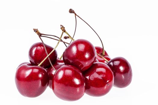 some fruits of red cherry isolated on white background.