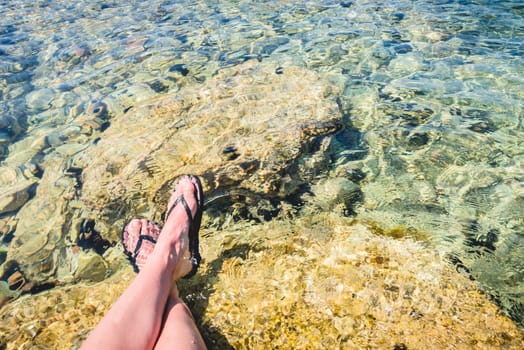 Legs in crystal water