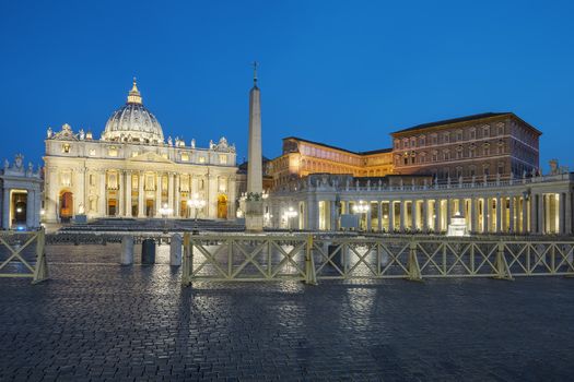 Vatican, Rome, St. Peter's Basilica by night