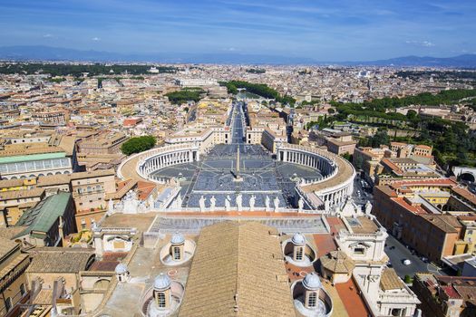 View of St. Peter Square and Rome from the Dome of St. Peter Basilica, Vatican