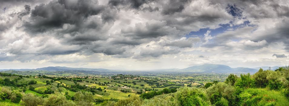 Panorama of landscape near Montefalco, Italy, Umbria