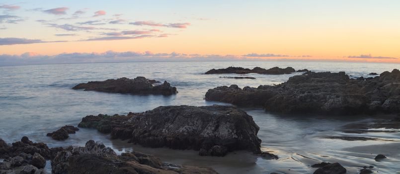 Crescent Bay beach panoramic view of the ocean at sunset in Laguna Beach, California, United States in summer