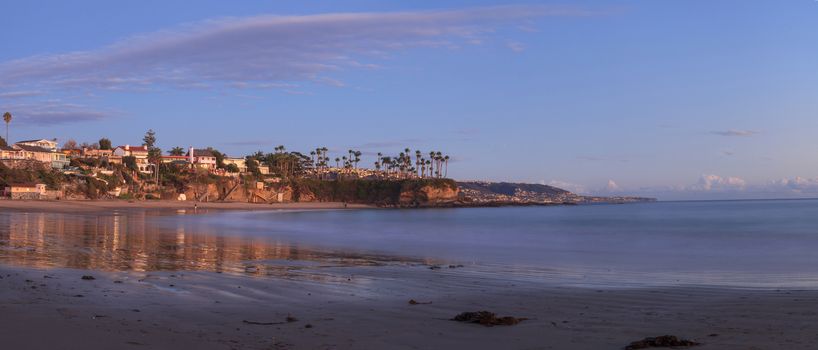 Crescent Bay beach panoramic view of the ocean at sunset in Laguna Beach, California, United States in summer