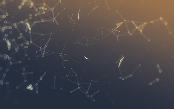 Abstract polygonal space low poly dark background with connecting dots and lines. Connection structure. 3d rendering