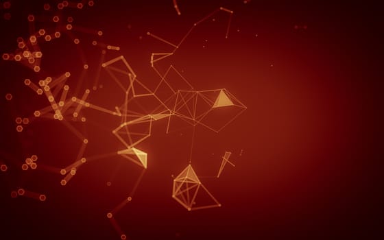 Abstract polygonal space low poly dark background with connecting dots and lines. Connection structure. 3d rendering