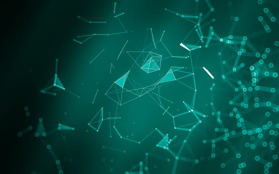 Abstract polygonal space low poly dark background with connecting dots and lines. Connection structure. 3d rendering