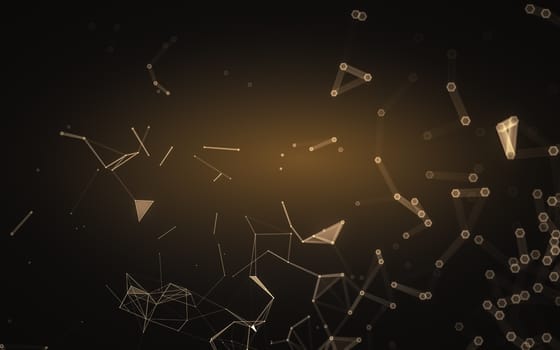 Abstract polygonal space low poly dark background with connecting dots and lines. Connection structure. 3d rendering