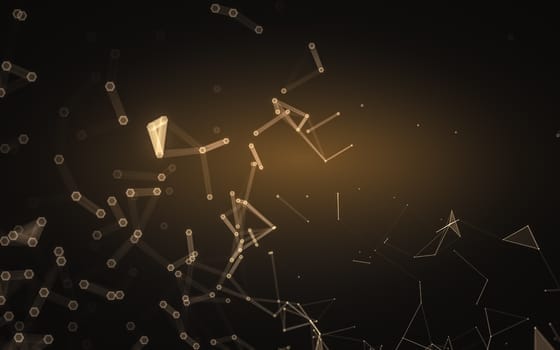 Abstract polygonal space low poly dark background with connecting dots and lines. Connection structure. 3d rendering