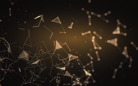 Abstract polygonal space low poly dark background with connecting dots and lines. Connection structure. 3d rendering