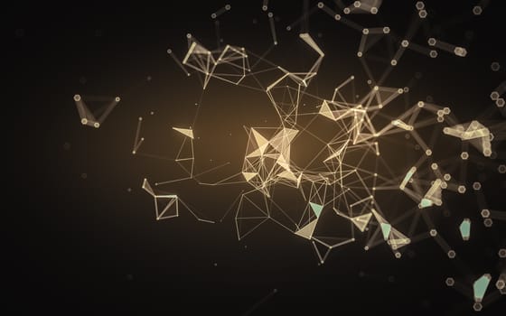 Abstract polygonal space low poly dark background with connecting dots and lines. Connection structure. 3d rendering