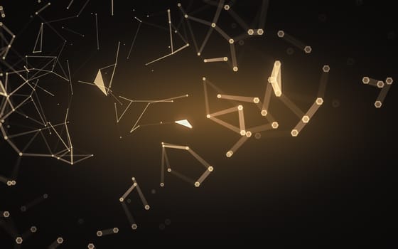 Abstract polygonal space low poly dark background with connecting dots and lines. Connection structure. 3d rendering