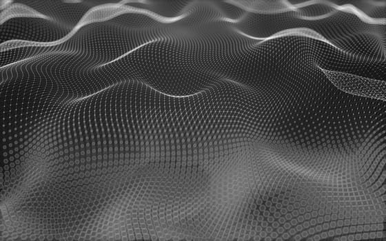 Abstract polygonal space low poly dark background with connecting dots and lines. Connection structure. 3d rendering