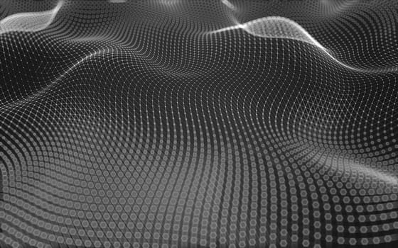 Abstract polygonal space low poly dark background with connecting dots and lines. Connection structure. 3d rendering