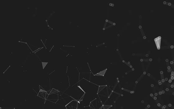 Abstract polygonal space low poly dark background with connecting dots and lines. Connection structure. 3d rendering