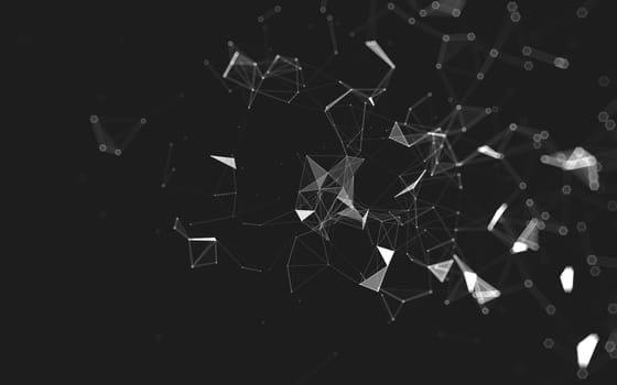 Abstract polygonal space low poly dark background with connecting dots and lines. Connection structure. 3d rendering