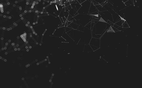 Abstract polygonal space low poly dark background with connecting dots and lines. Connection structure. 3d rendering