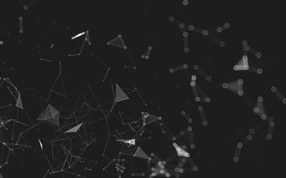 Abstract polygonal space low poly dark background with connecting dots and lines. Connection structure. 3d rendering