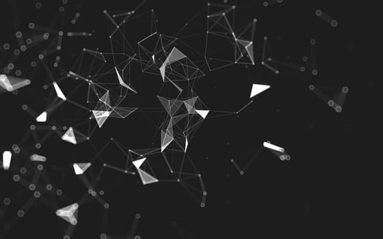 Abstract polygonal space low poly dark background with connecting dots and lines. Connection structure. 3d rendering