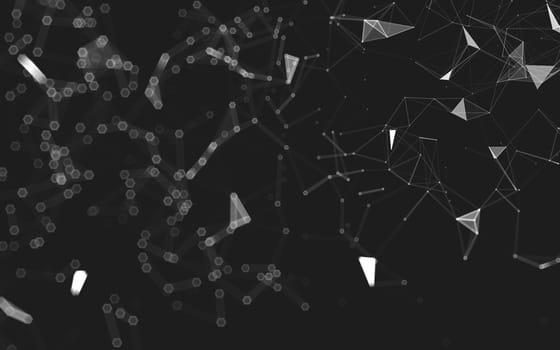 Abstract polygonal space low poly dark background with connecting dots and lines. Connection structure. 3d rendering