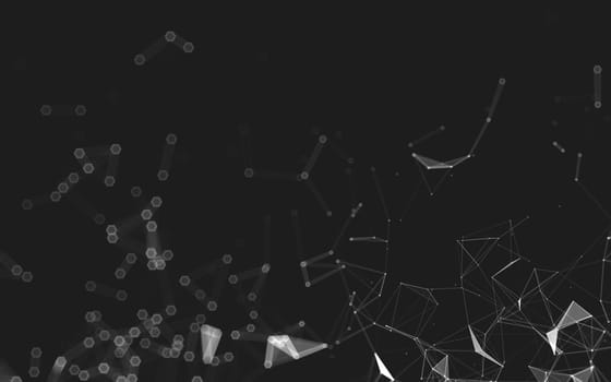 Abstract polygonal space low poly dark background with connecting dots and lines. Connection structure. 3d rendering