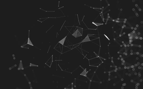 Abstract polygonal space low poly dark background with connecting dots and lines. Connection structure. 3d rendering